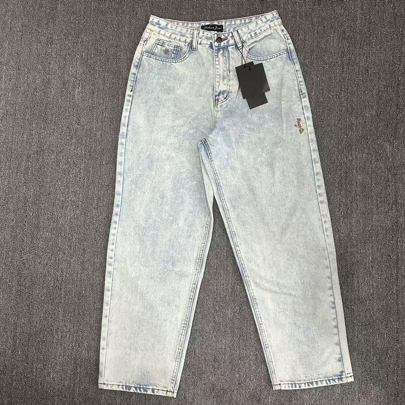 RogueWave Casual Jeans High-quality Streetwear Trendy Men Women Wide-leg Pants Denim Trousers