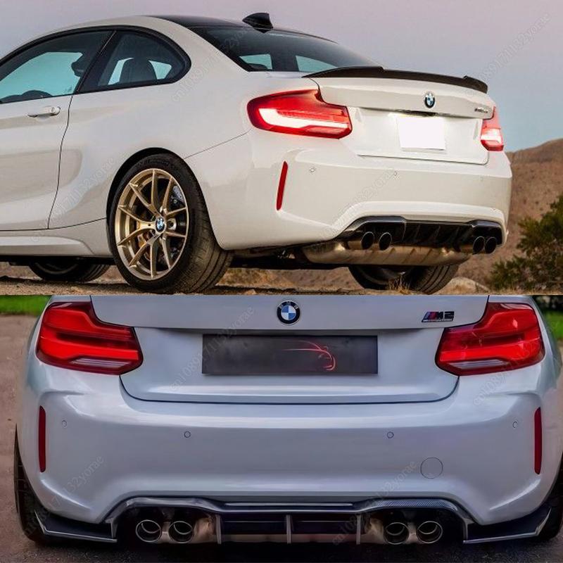 For BMW 2 Series F87 M2 M2C Coupe Competition 2016-2022 Car Rear Bumper Splitter Lip Diffuser V Style ABS Black Bodykits Tuning
