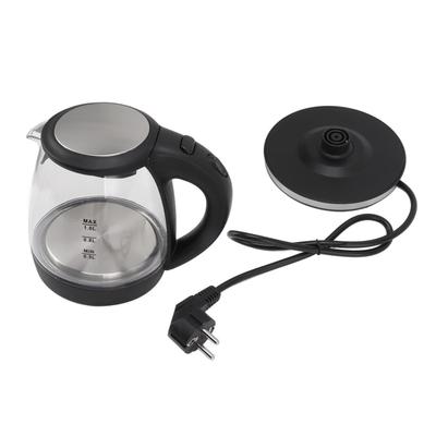 Электрический стеклянный чайник 2000 Вт высокой мощности 1 л большой емкости с автоматическим отключением питания и синей подсветкой