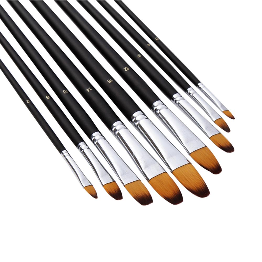9 шт., набор профессиональных кистей для художника, черная длинная деревянная ручка, нейлоновая кисть для волос для