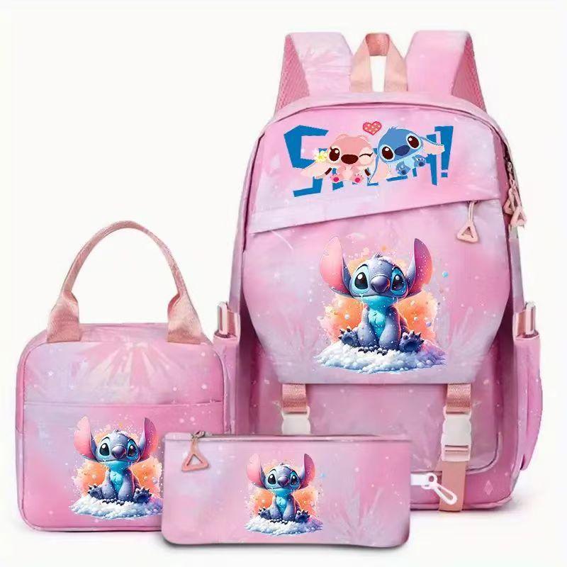 Stitch Student Backpack Set 3-Piece Large Capacity School Bag Lunch Bag Pencil Case