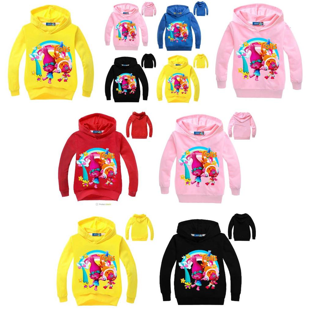 Kids Trolls Print Hoodie Cotton Pullovers Coat Jacket Gift Yrs
