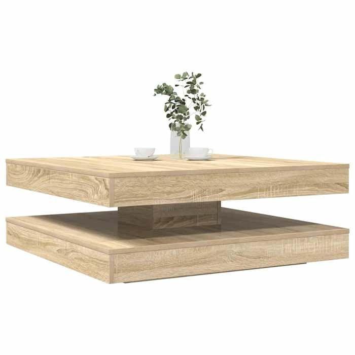 VidaXL 360-degree Rotating Coffee Table Sonoma Oak 90x90x34.5 Cm, Side Table, Living Room Table, Modern Coffee Table, 3321353