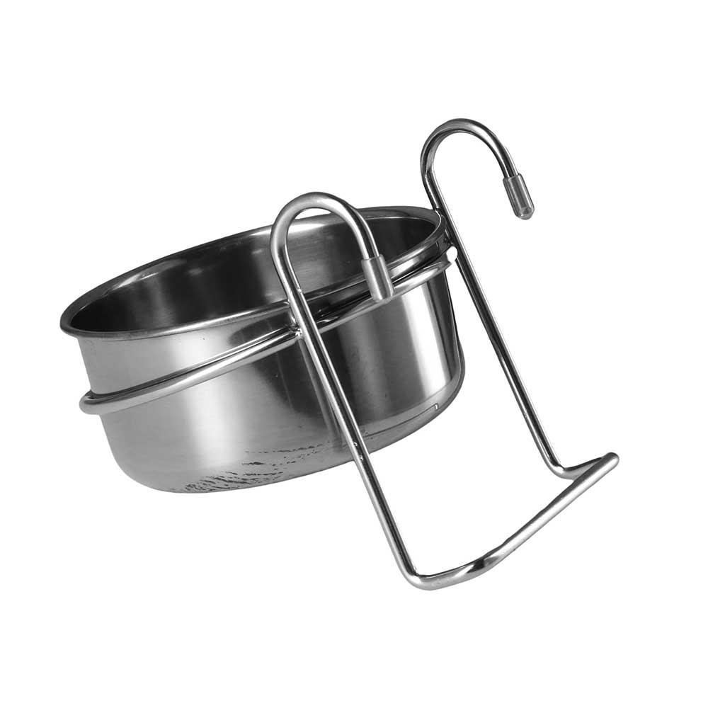 Cat Pet Stainless Steel Hang-on Puppy Bird Feeder Water Drinker Cage Cup Dog Feeding Bowl