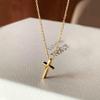 Elegant Titanium Steel Cross Necklace for Women, 18K Gold-Plated Pendant, Versatile Clavicle Chain.