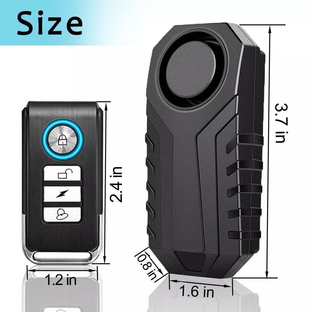 Bike Alarm Horn with Remote Loud 113dB Vibration Sensor Waterproof for Motorcycle Bicycle Scooter