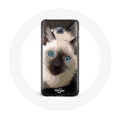 Чехол для Samsung Galaxy j3 2016 года Черно-белый сиамский кот с голубыми глазами