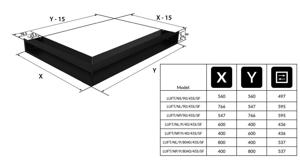Vent Cover LUFT Corner Left 80x40x9 Cream Slim