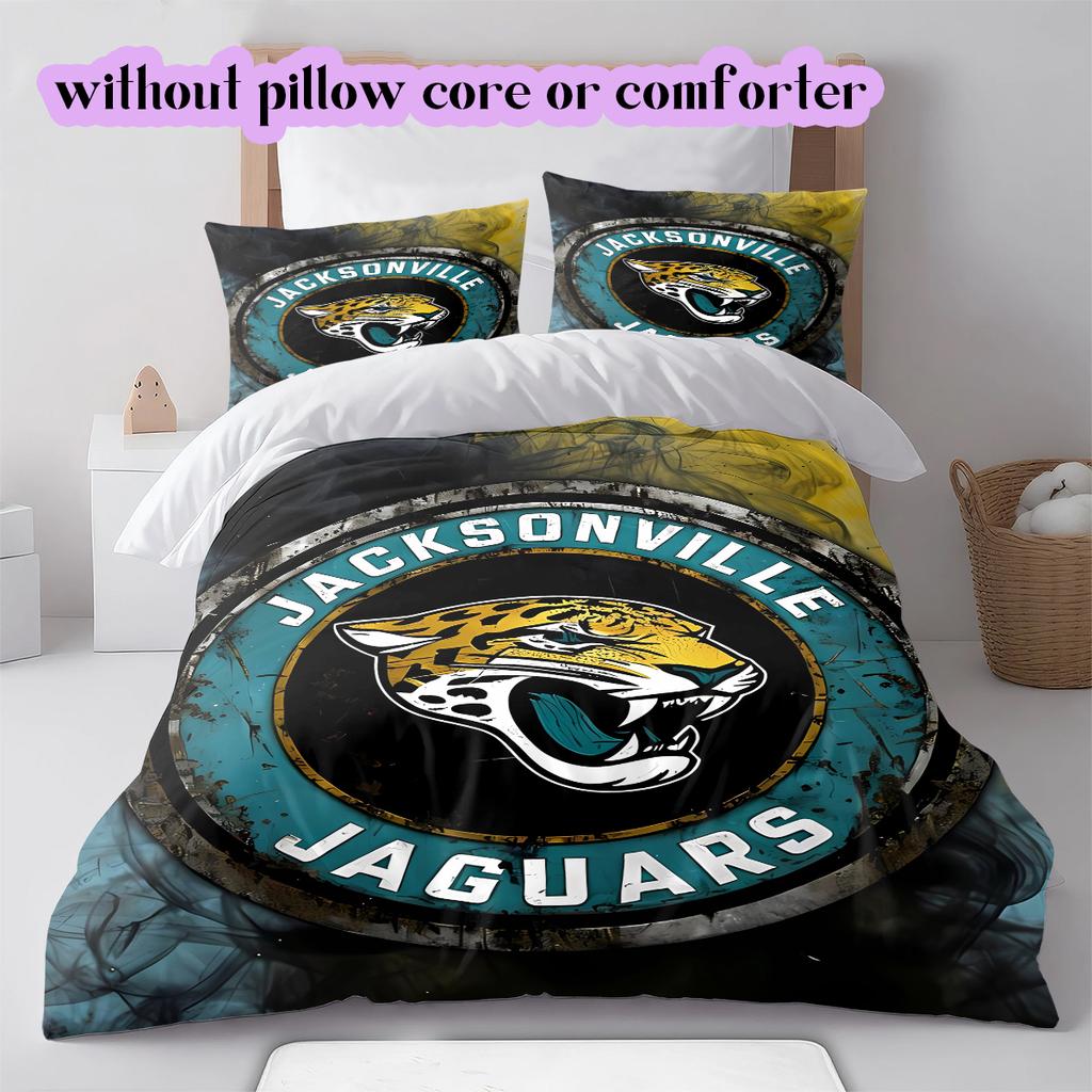 Постельное белье с узором Jacksonville Jaguars Комплект одеял Подушка Наволочка Домашний Декор Подарок на День Рождения (1 пододеяльник + 2 наволочки, без наполнителя)