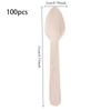 100Pcs Disposable Mini Wooden Spoon Fruit Dessert Forks Spoons Ice Cream Spoon Western Wedding Party Tableware Kitchen Accessory