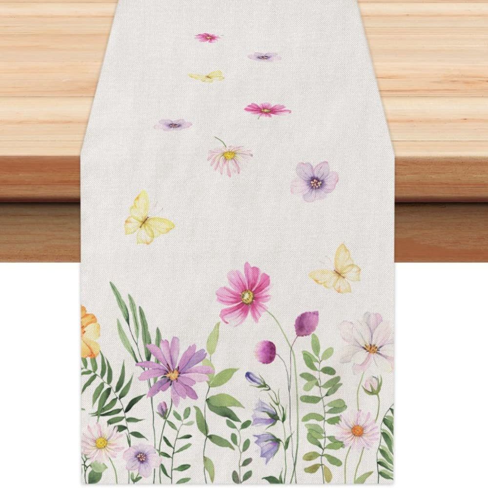 13*72 Inch Table Runners Linen Tea Table Decorative Cloth Proluxe Flower Table Flag Kitchen