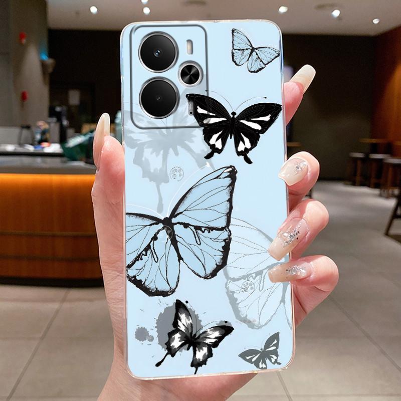 Casing For Realme 14 5G RMX5075 14T RMX5078 Phone Case Clear Luxury Butterfly Fashion Flowers Soft Silicone TPU Protective Cover