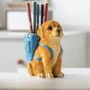 Cute Design Golden Retriever Dog Pen Holder Cartoon Style Creative Sculpture Pen Holder Large Capacity Resin Desktop Organizer