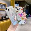 Чехол N76 Butterfly Clear Frame для Samsung S25 Ultra A55 A05s iPhone 16 13 Pro Max XR Xiaomi Redmi Note 13 с текстурой перьев из шифона и серебряным покрытием