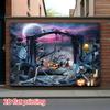 2D flat banner, 1 Halloween party background banner, with evil skull figure and evil pumpkin pattern background design