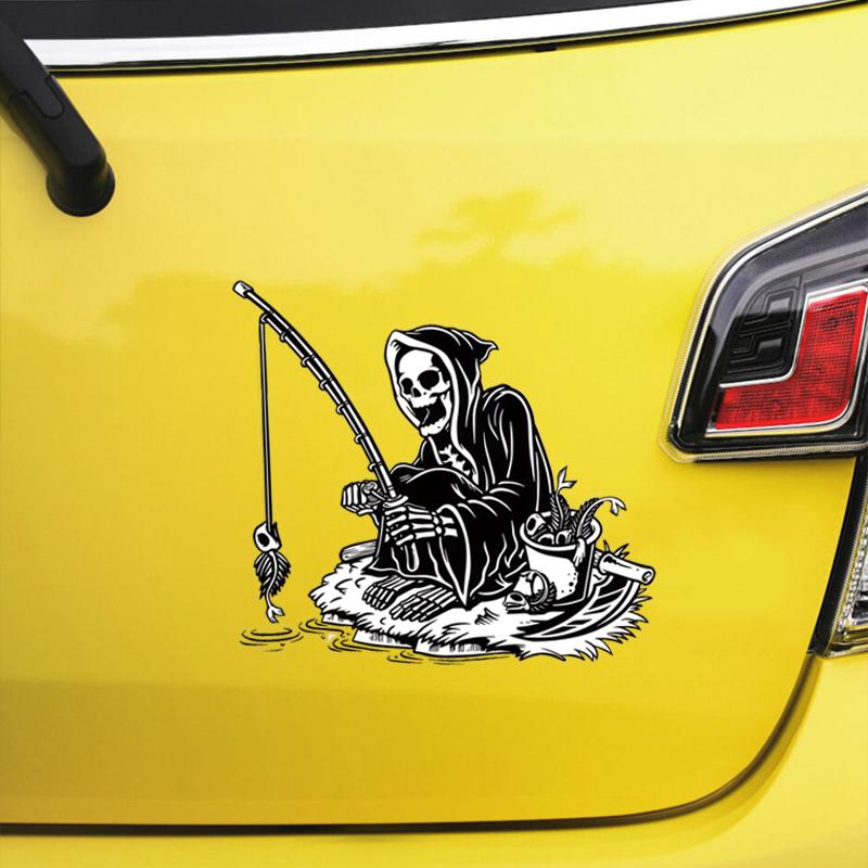 DS65#14X15см Я никогда не прекращу рыбалку скелет наклейка на машину бампер грузовик виниловая наклейка