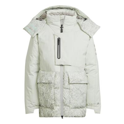 X And Wander Xploric Коллаборация Куртка на молнии Теплая Свободная Со съемным капюшоном Пуховик Женская куртка Лен-зеленый HN6943