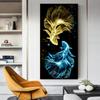 Abstract Animal Poster Colorful Lucky Koi Fish Canvas Painting Luxury Home Decor for Living Room Chinese Style Wall Art Print