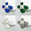 Geometric Water Frosted Earrings Inlaid Color Diamond Elegant Drop Long Earrings Women's