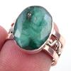 Emerald(Simulated) Handmade 925 Sterling Silver Jewelry Two Tone Ring S.7 r1M72