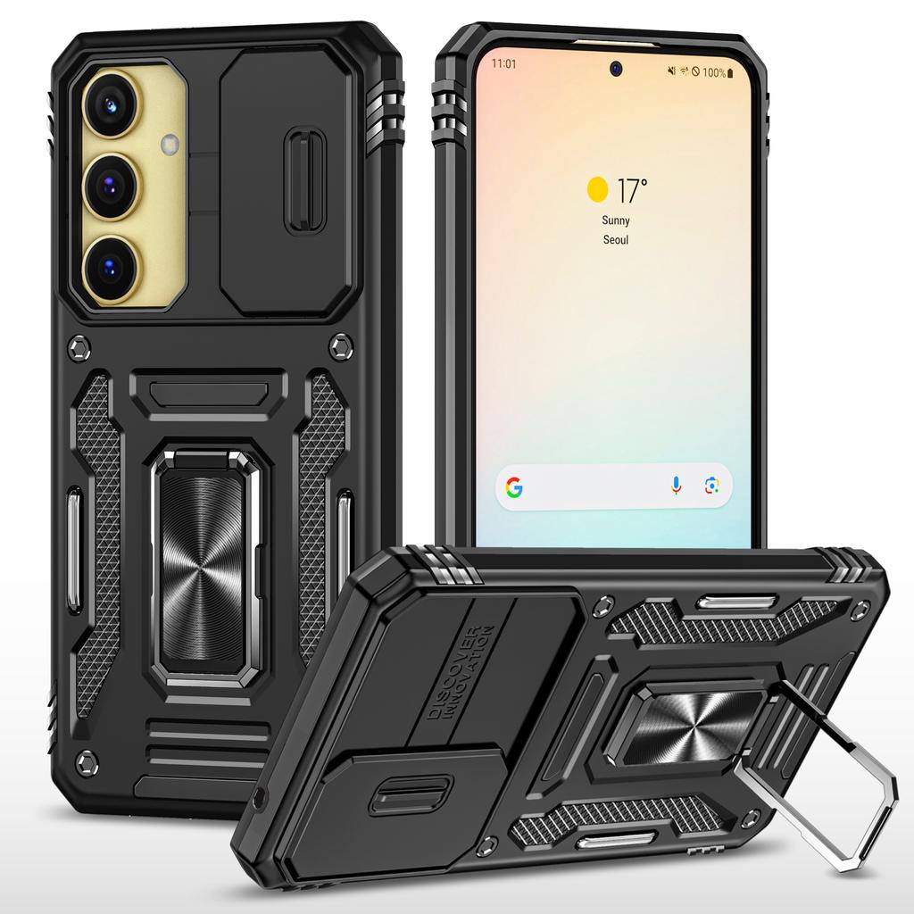Armor Series For Samsung Galaxy A35 5G/A55 5G Kickstand Case Slide Lens Protection PC+TPU Phone Cover