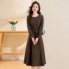 2025 Women's Long Sleeve Waist-Slimming Tie-Belt Dress - Style SW1871