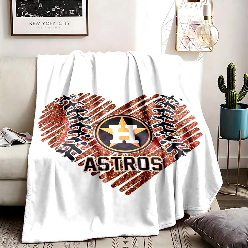Houston Astros Theme Personalized Outdoor Flannel Blankets Soft And Suitable For All Seasons Perfect For Sofas Beds And Camping