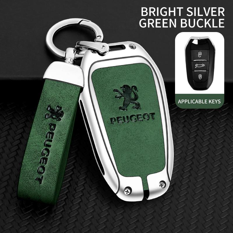 Zinc Alloy Leather Car Smart Remote Key Case Cover Shell Bag for Peugeot 308 408 508 2008 3008 4008 5008 Keychain Accessories