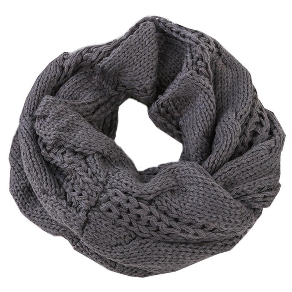 Solid Color Knitted Scarf Neck Wraps Warm Scarves Simple Wool Bib Women
