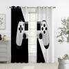 Шторы с принтом в виде игровой ручки, полузатемняющие шторы с карманами на штанге, подходят для гостиной, спальни, украшения игровой комнаты