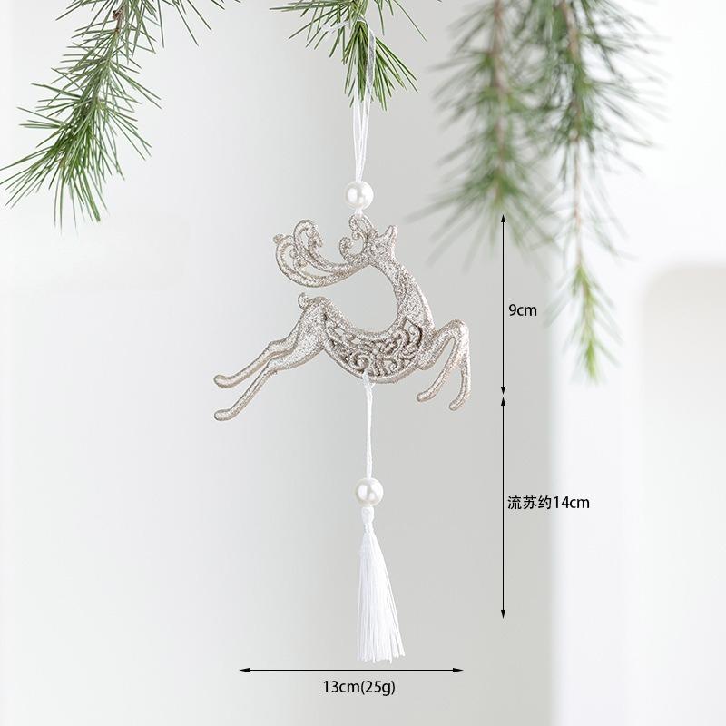 New Christmas Tree Ornaments Glitter Hollow Snowflake Pieces Love Butterfly Pendant Christmas Charm