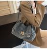 Retro Casual Denim Bag Women's 2024 New High-end Chain Shoulder Bag Large-capacity Commuter Tote Bag