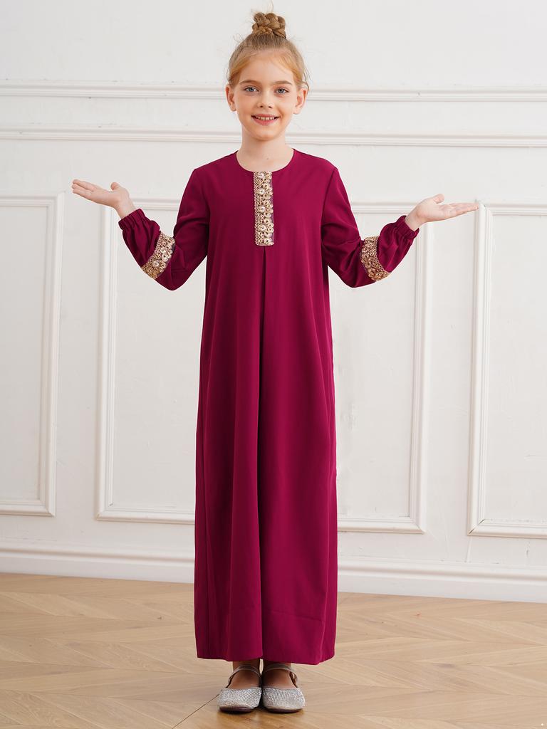 Девушки мусульманское платье молитва абайя одежда свободный кафтан макси платье с длинным рукавом макси платье для Ид Рамадан тематическая вечеринка маскарад