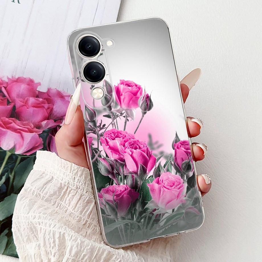 Для Vivo Y29s Y29 4G 5G / Vivo Y04 4G Задняя крышка Девчачий Модный Цветок Бабочка Рисунок Чехол Мягкий ТПУ Прозрачный Тонкий Силиконовый Чехол