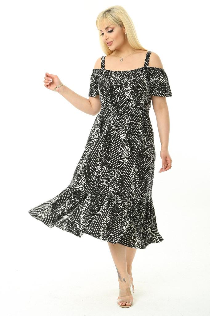 Женское платье большого размера Платье Мадонны с воротником и ремнем в симметричную полоску