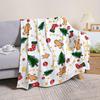 GUOYU Blanket 1pc Marry Christmas Blanket Socks Gingerbread Man Pine Print Flannel Blanket for Home Living Room Decor New Year Christmas Gift