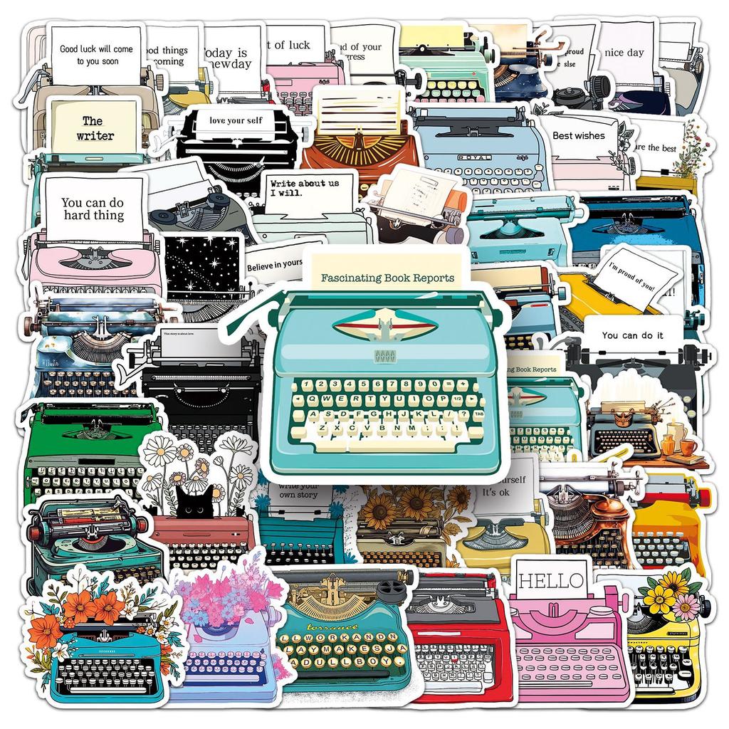50 Ретро Наклеек Граффити в Стиле Печатной Машинки, Персонализированные Креативные Тренды, DIY Декоративные Наклейки для Водной Чашки, Багажа