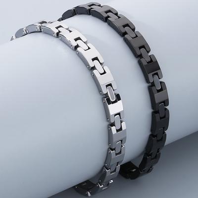 Никогда не царапанный вольфрамовый стальной мужской браслет черный серебристый цвет 6 мм ширина H стиль звено цепи браслет для мужчин женщин оптовая продажа