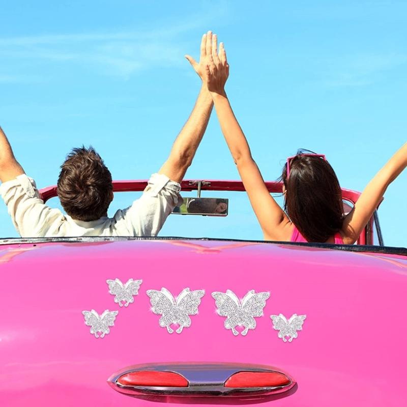 Shimmering Rhinestones Butterfly Car Sticker Sparklings Crystal Decal for Bumpers Window Laptop& DIY Auto Accessories