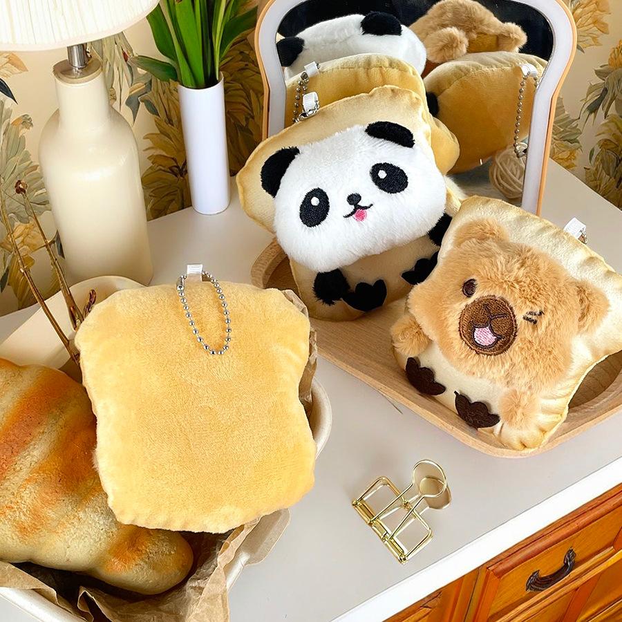 Cartoon Toast Bread Kapibala Panda Pendant Plush Toy Capybara Doll Bag Hanging Rag Doll