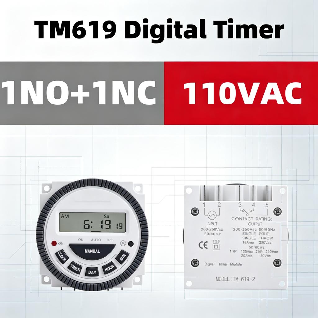 TM619 Digital Timer 7 Days Weekly Programmable Lighting Switch 12V 24V 110V 220V CN304 LCD 16 ON/OFF Time Relay 1NO 1NC3