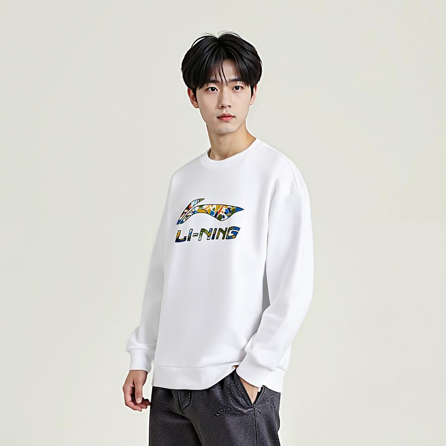 Li-Ning Удобный Универсальный Свитшот с Круглым Вырезом, Спущенным Плечом и Свободным Кроем Унисекс свитшот AWDVH35-2