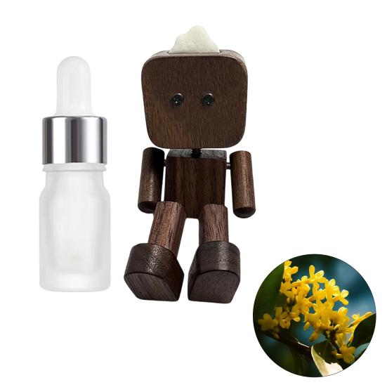 Wooden Man Figurine with Swing Feet Car Aromatherapy Ornament Handcrafted Wooden Art Piece Auto Decor