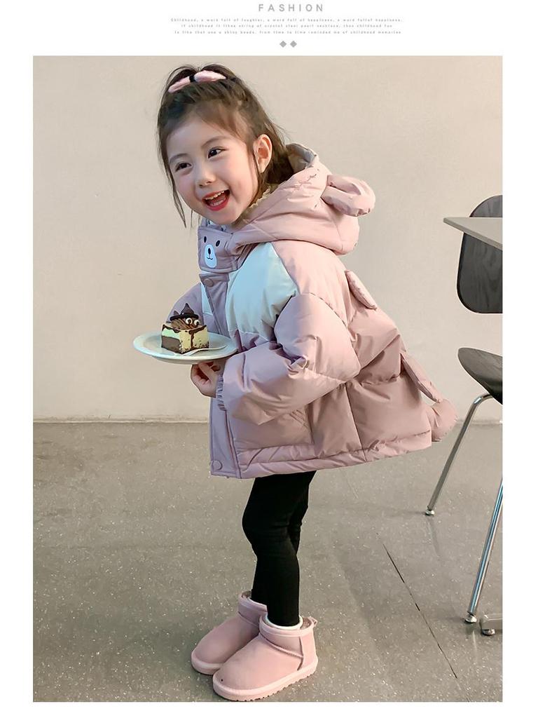 Girls' Quilted Cotton Jacket - New Autumn/Winter 2024 Style, Thickened for Warmth and Stylish Comfort