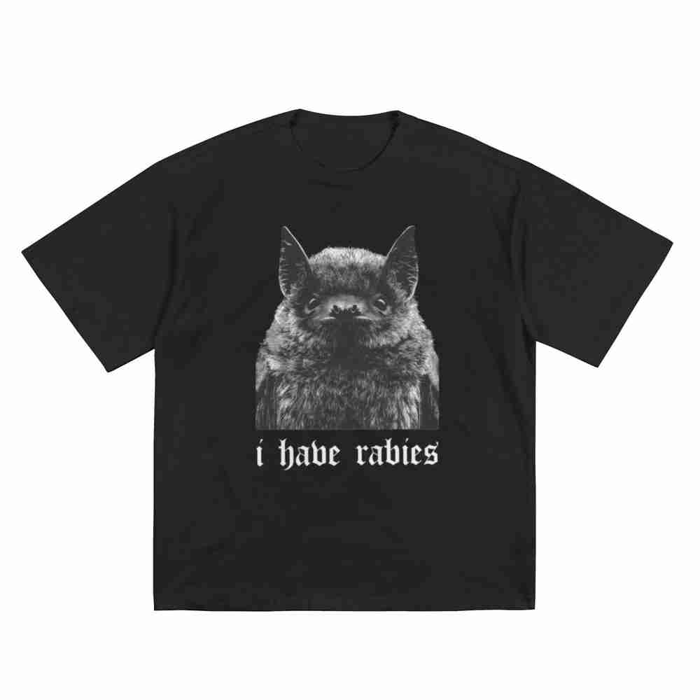 I Have Rabies Bat Grunge Y2K Unhinged Meme Short Sleeve Tee 100% Cotton T-Shirt