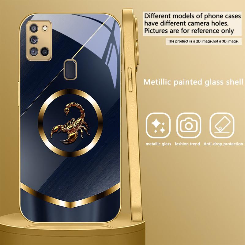 Роскошная голова тигра Для Samsung A 70 71 72 73 14 15 13 16 25 A26 31 32 33 34 35 50 51 52 53 54 55 56 Золотой стеклянный чехол для телефона