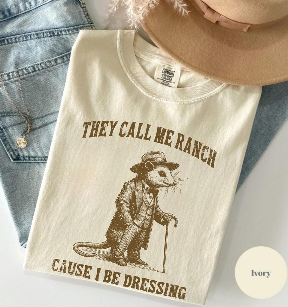 They Call Me Ranch Tee, Ranch Dressing Joke Shirt, Funny Rat Illustration, Cute Sarcastic Graphic T-Shirt, Comfort Colors