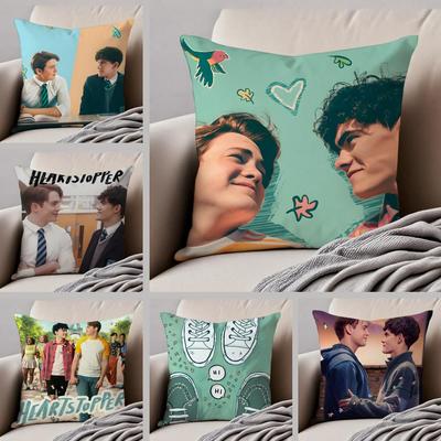 Sweet Romantic British TV HHeartstopper Cushion Cover Throw Pillow Cover Hidden Button Durable Polyester Chair Cushion