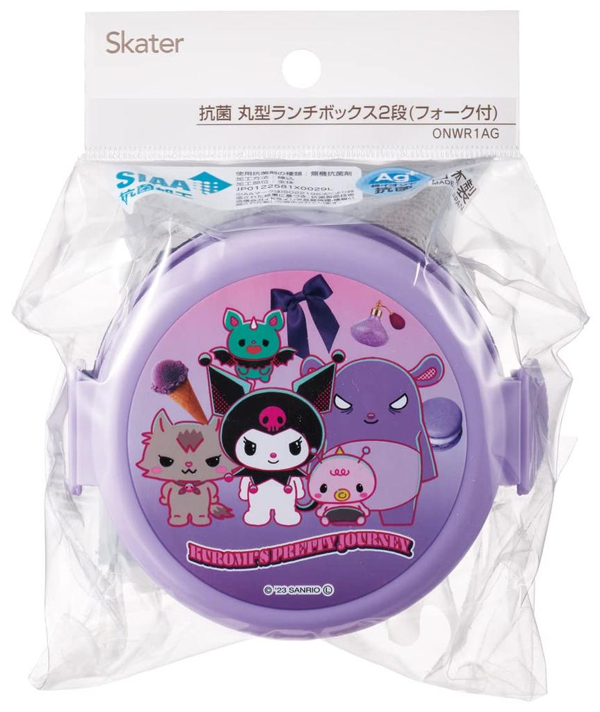 Skater Bento Box 500 мл 2-х уровневая круглая коробка для рисовых шариков антибактериальная Сделано в Японии Kuromi Pretty Giani Sanrio - ONWR1AG-A