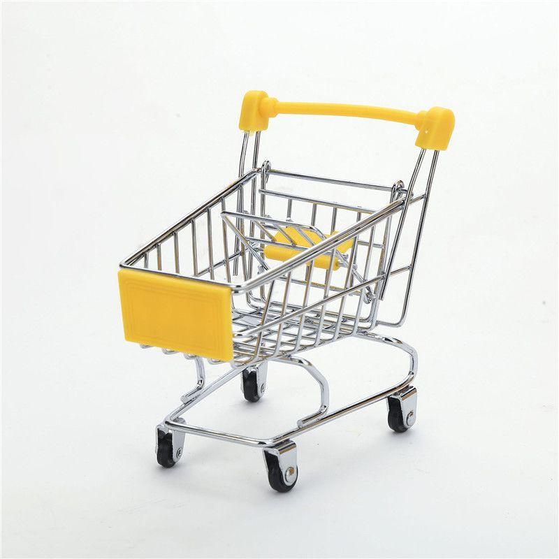 Delightful Mini Metal Shopping Trolley And Multi-functional Basket Toy For Engaging Kids Role Play